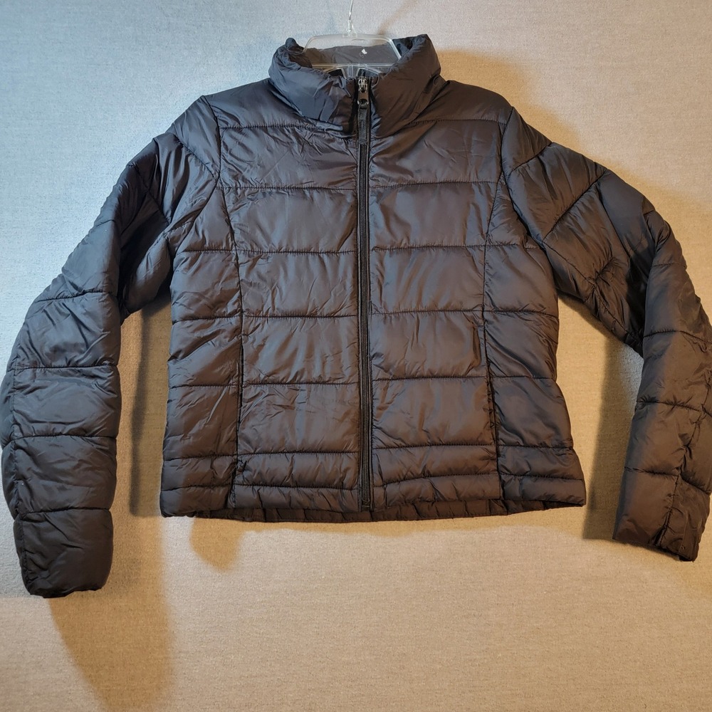 Chico's Puffer Jacket Womens Size XS/S Black Good Quilted Lightweight Zip